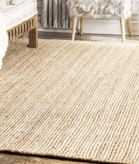Natural woven jute rug in a neutral interior